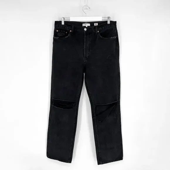 RE/DONE 90s High Rise Loose Jeans Women’s Size 31 Washed Black Distressed - Picture 2 of 7